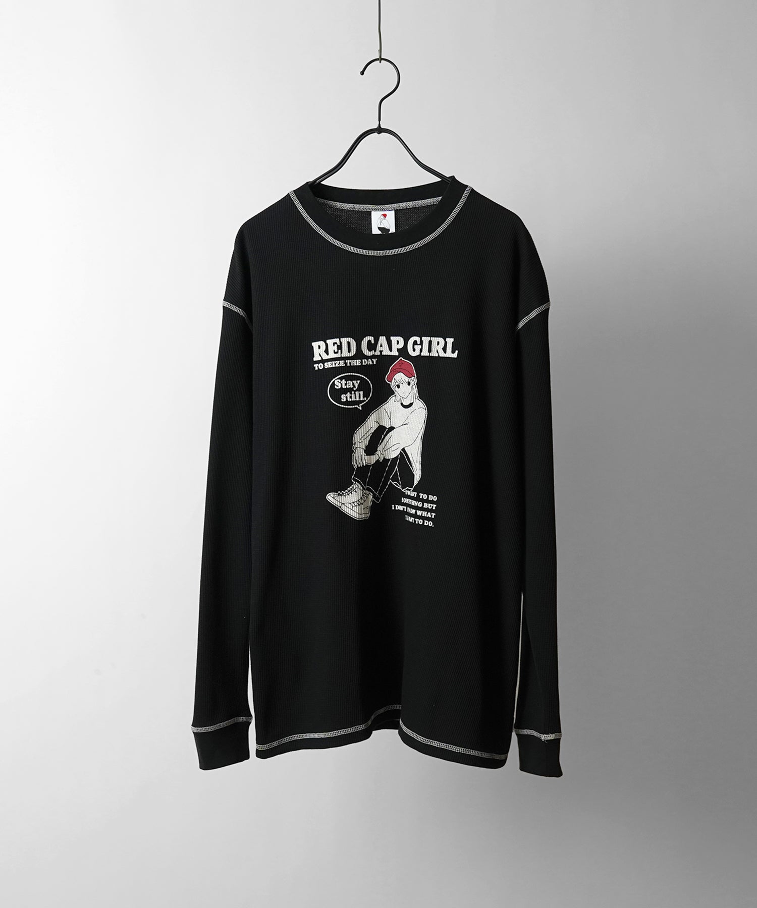 【RED CAP GIRL】25SS アウトステッチ ビッグシルエットワッフルロンT