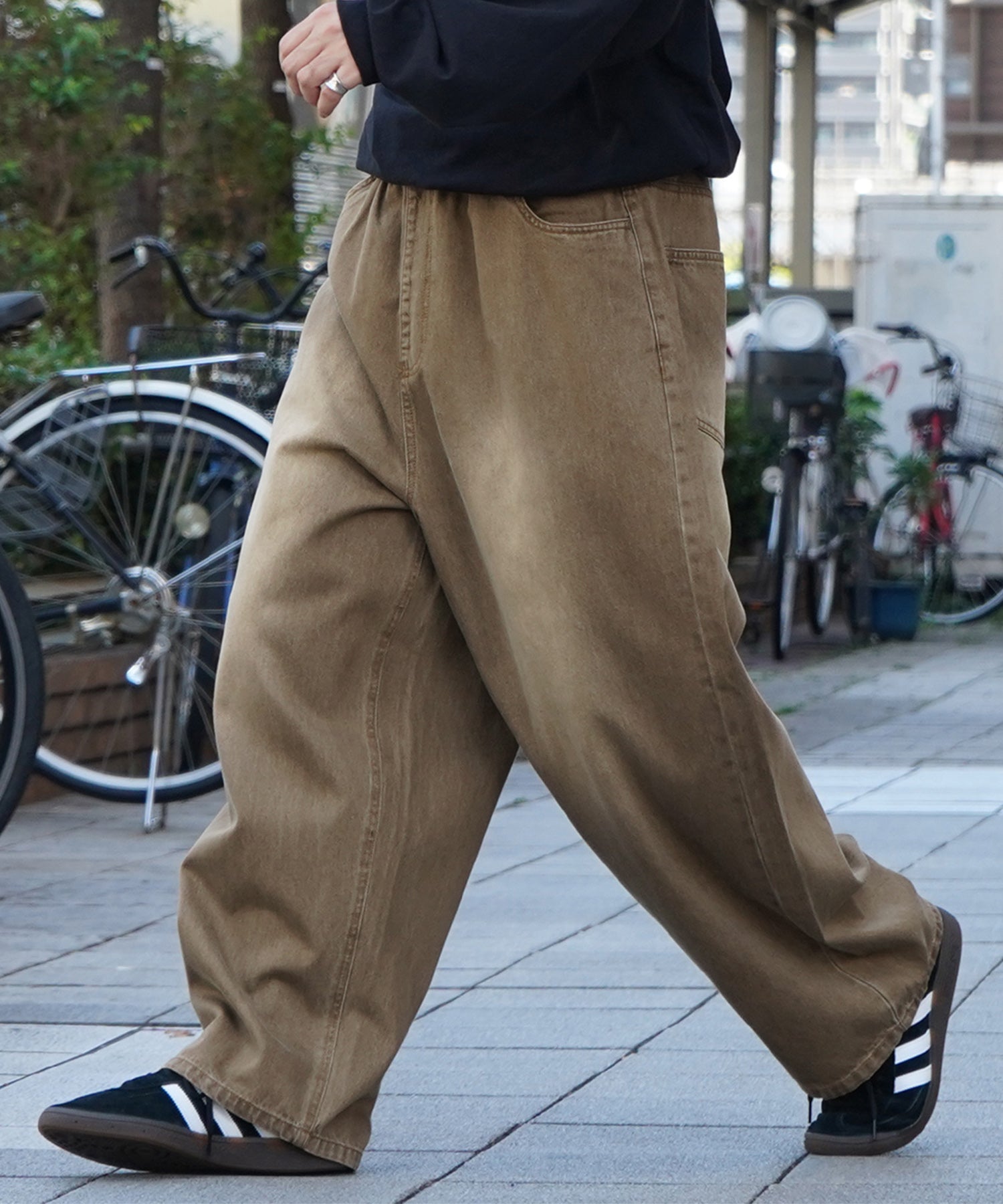 ヴィンテージメイク レトロライク カラーデニム イージーワイドパンツ