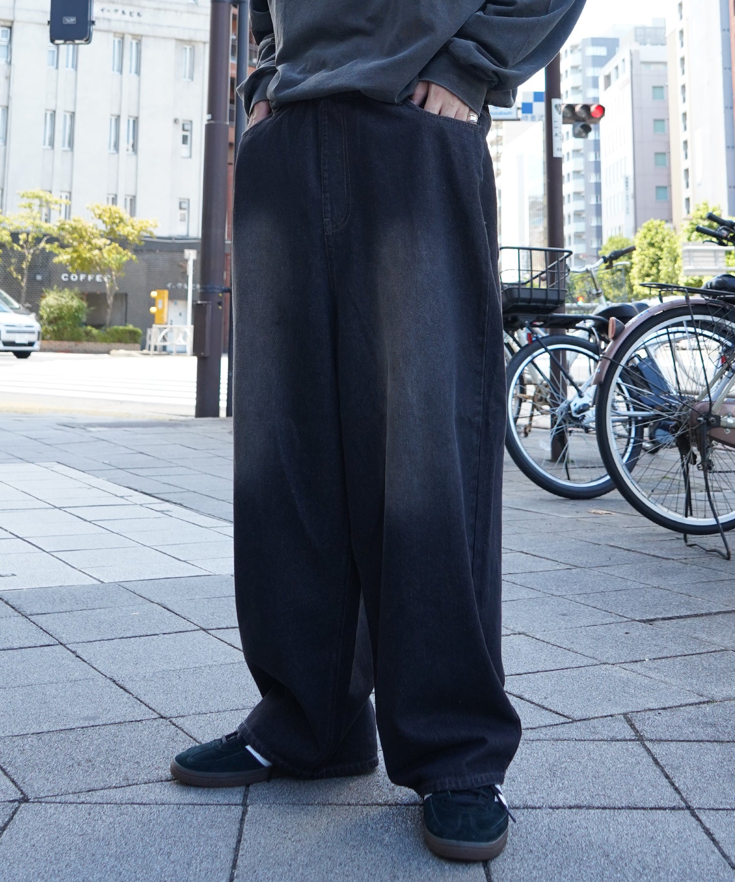 ヴィンテージメイク レトロライク カラーデニム イージーワイドパンツ