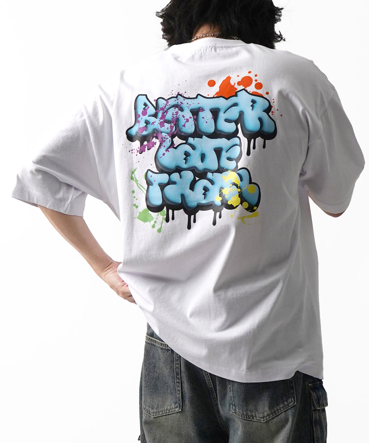 25SS ボックスシルエット スプラッシュ タギング ストリートグラフィック 半袖Tシャツ