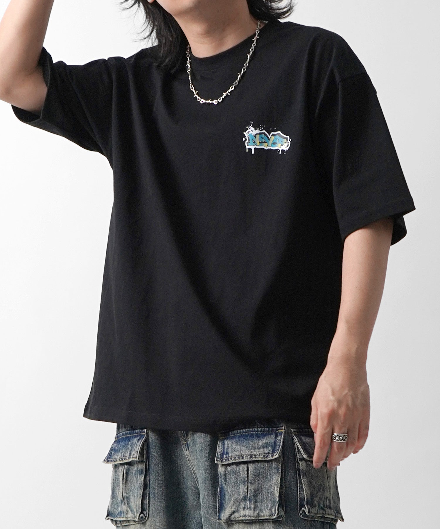 25SS ボックスシルエット スプラッシュ タギング ストリートグラフィック 半袖Tシャツ