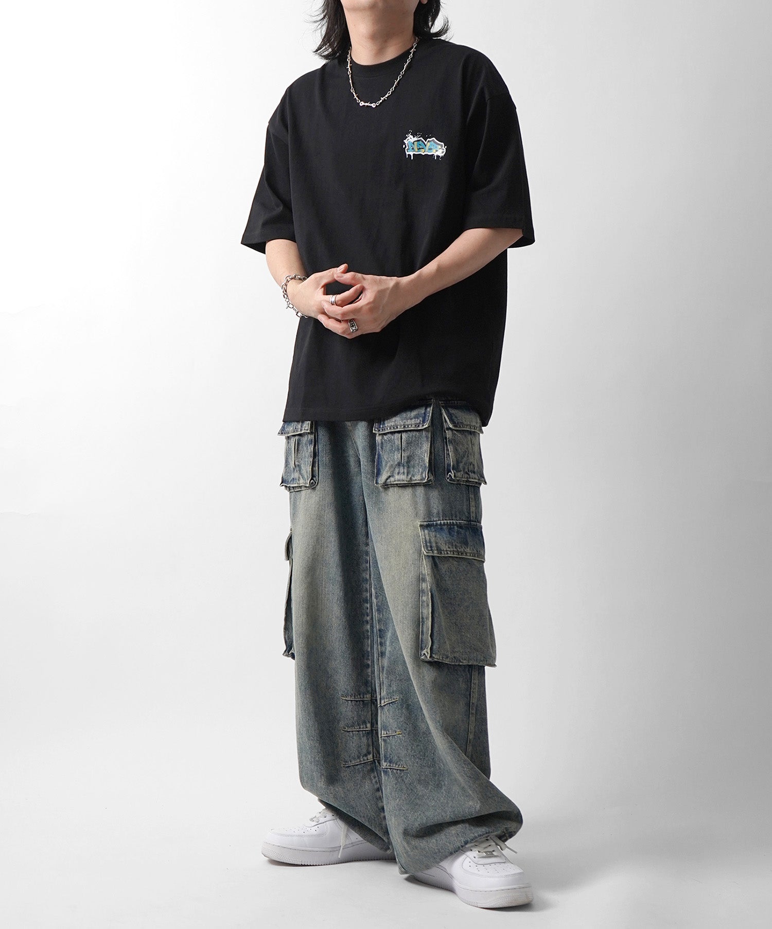 25SS ボックスシルエット スプラッシュ タギング ストリートグラフィック 半袖Tシャツ