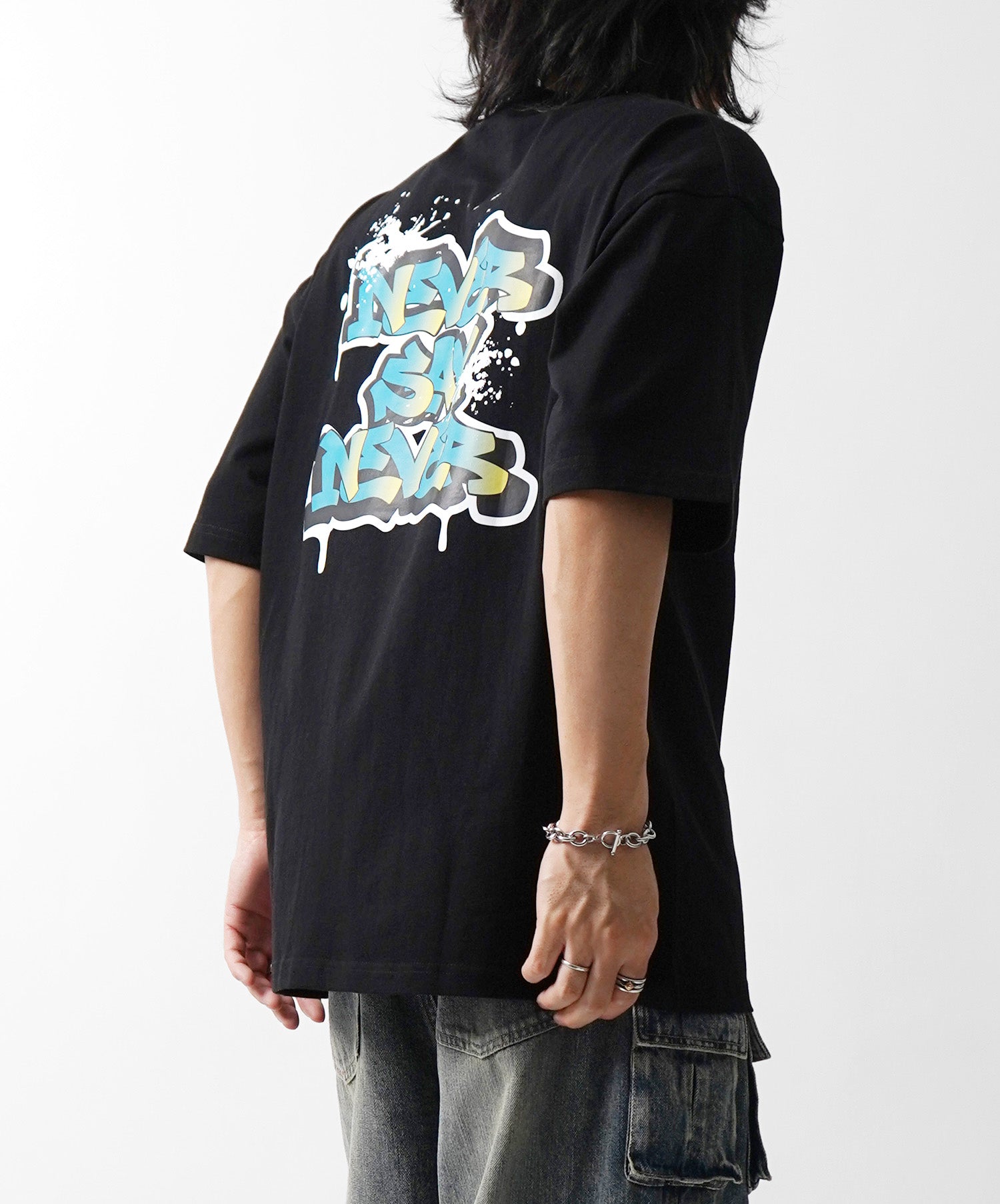 25SS ボックスシルエット スプラッシュ タギング ストリートグラフィック 半袖Tシャツ