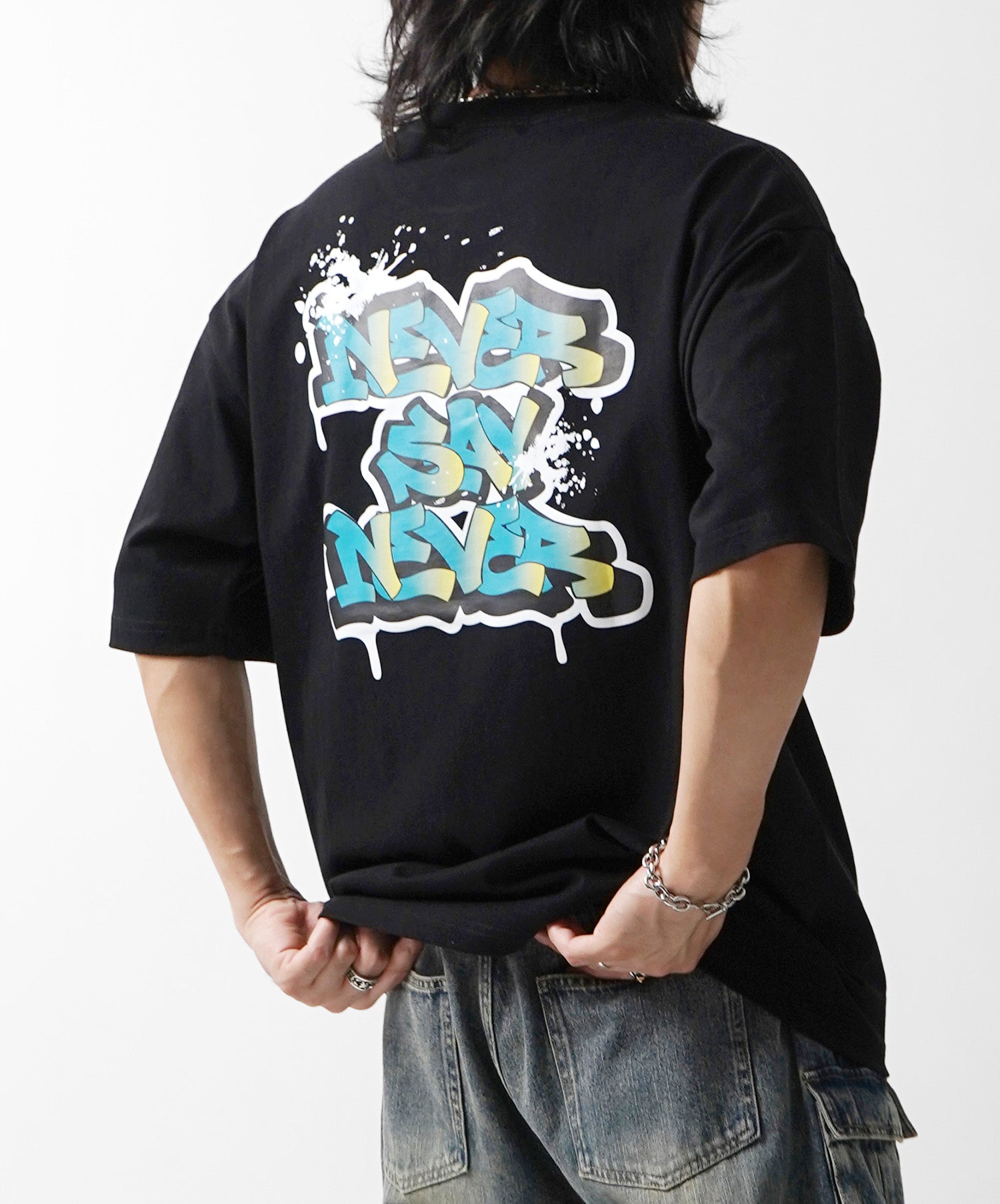 25SS ボックスシルエット スプラッシュ タギング ストリートグラフィック 半袖Tシャツ
