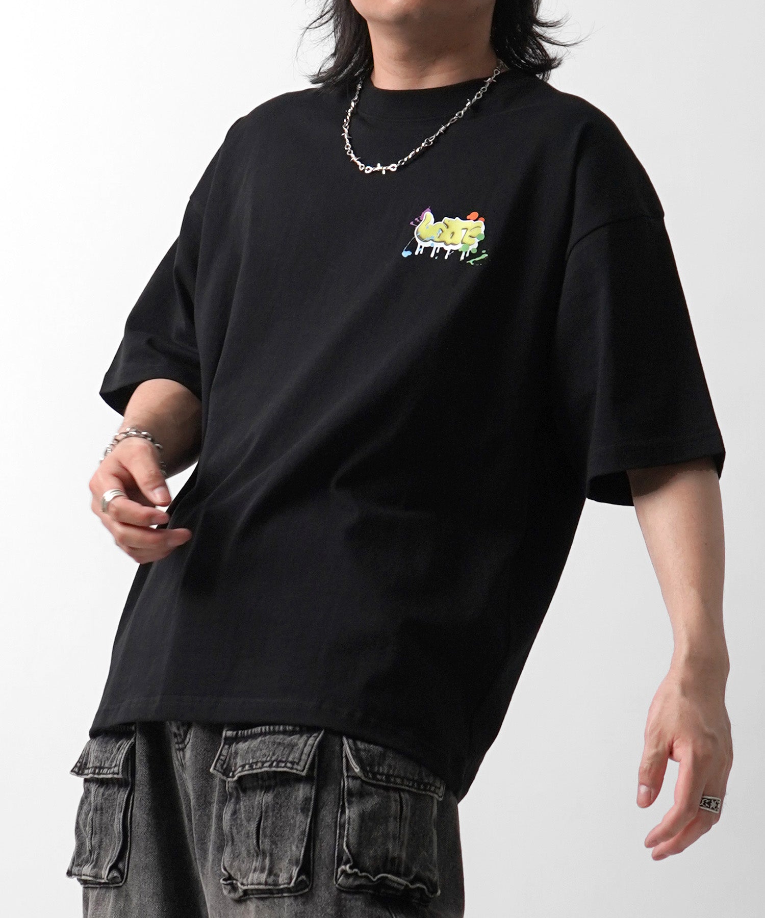 25SS ボックスシルエット スプラッシュ タギング ストリートグラフィック 半袖Tシャツ