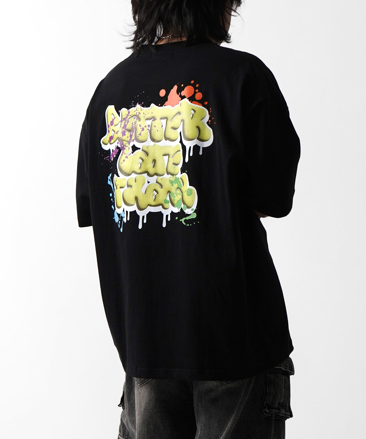 25SS ボックスシルエット スプラッシュ タギング ストリートグラフィック 半袖Tシャツ