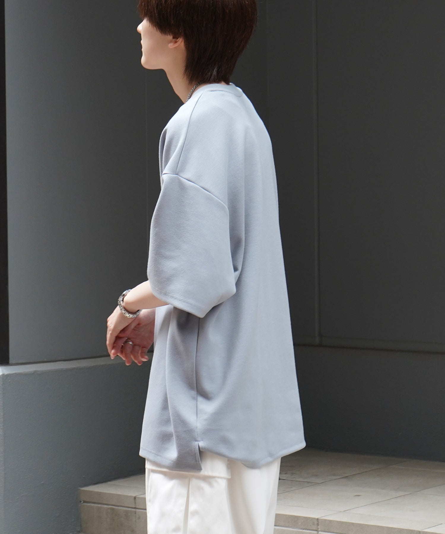 25SS ナチュラルドレープ ビッグシルエット 無地 とろみポンチ半袖Tシャツ