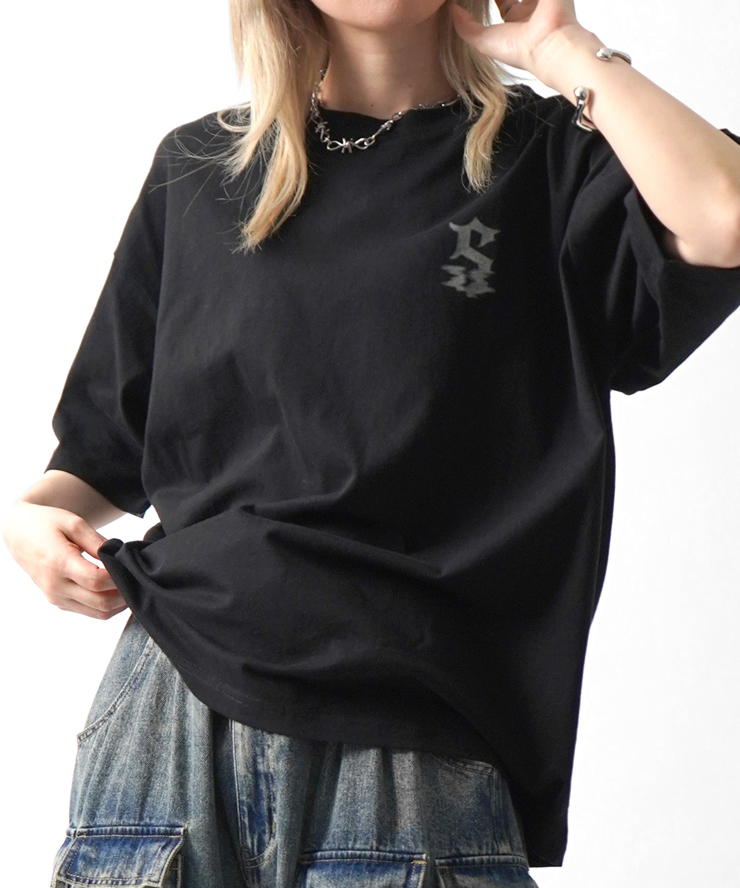 25SS フェードロゴ ボックスシルエット グランジ風 レトロモチーフ バックプリント 半袖Tシャツ