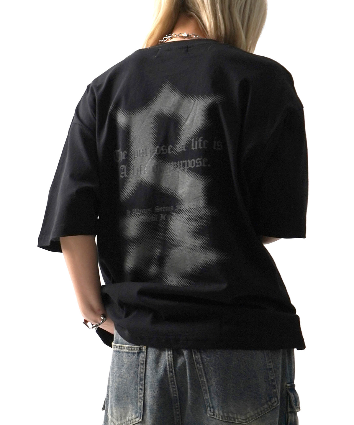 25SS フェードロゴ ボックスシルエット グランジ風 レトロモチーフ バックプリント 半袖Tシャツ