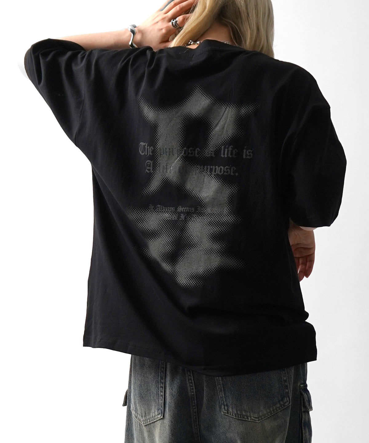 25SS フェードロゴ ボックスシルエット グランジ風 レトロモチーフ バックプリント 半袖Tシャツ