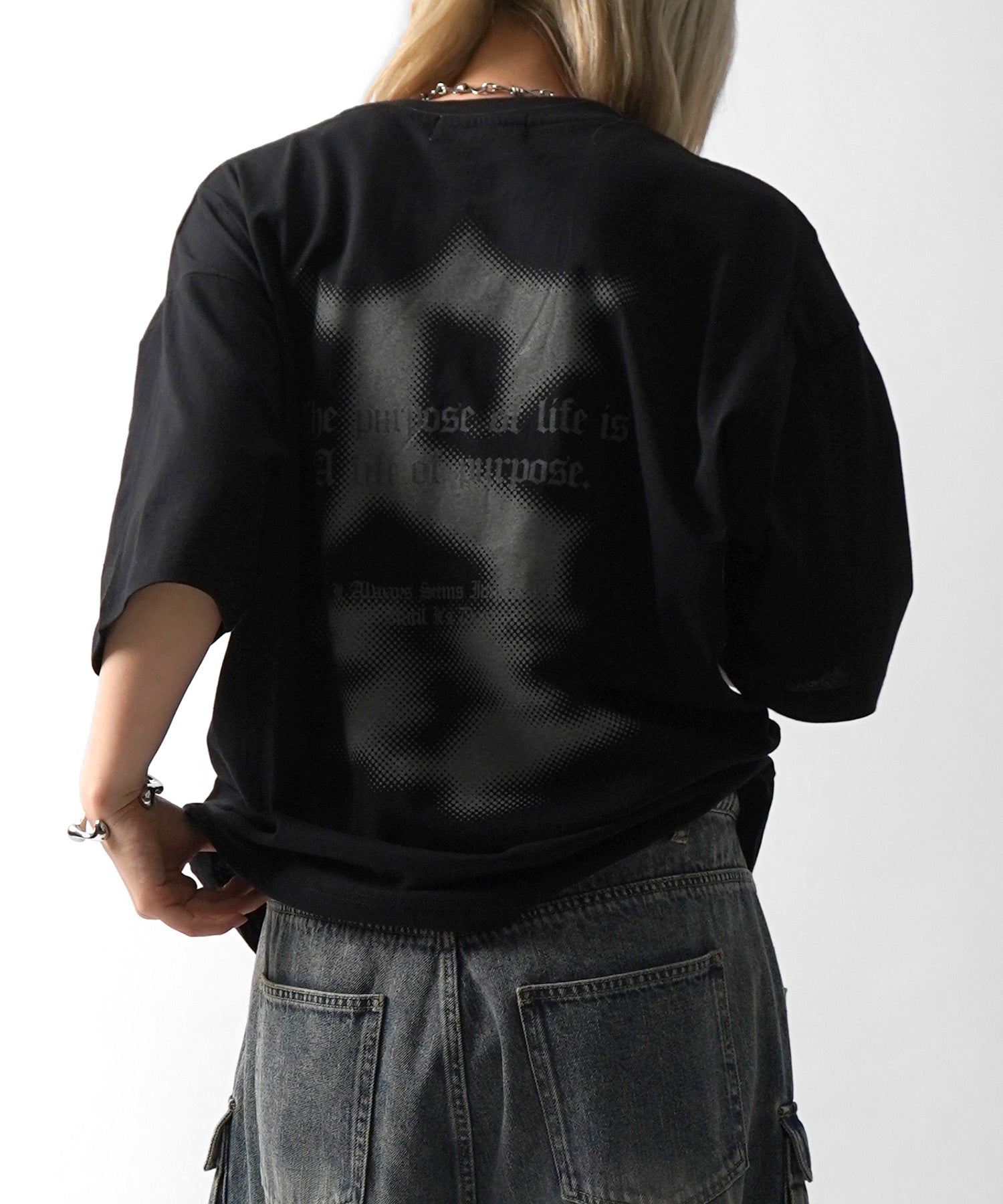 25SS フェードロゴ ボックスシルエット グランジ風 レトロモチーフ バックプリント 半袖Tシャツ
