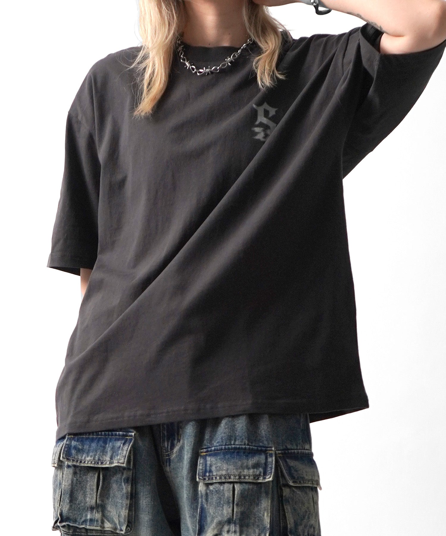 25SS フェードロゴ ボックスシルエット グランジ風 レトロモチーフ バックプリント 半袖Tシャツ