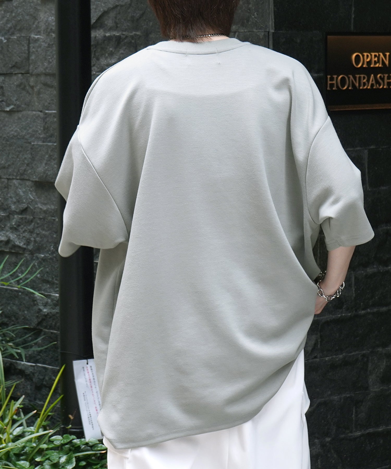 25SS ナチュラルドレープ ビッグシルエット 無地 とろみポンチ半袖Tシャツ