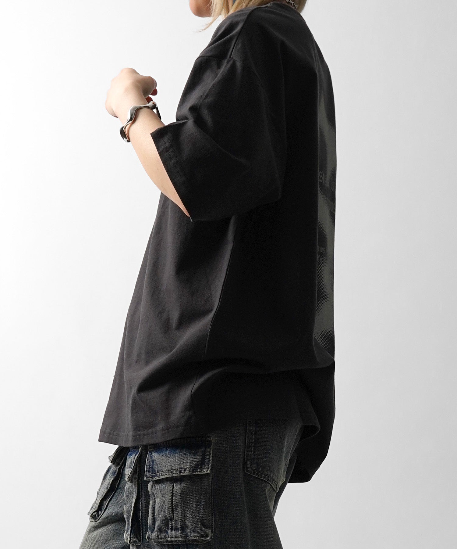 25SS フェードロゴ ボックスシルエット グランジ風 レトロモチーフ バックプリント 半袖Tシャツ