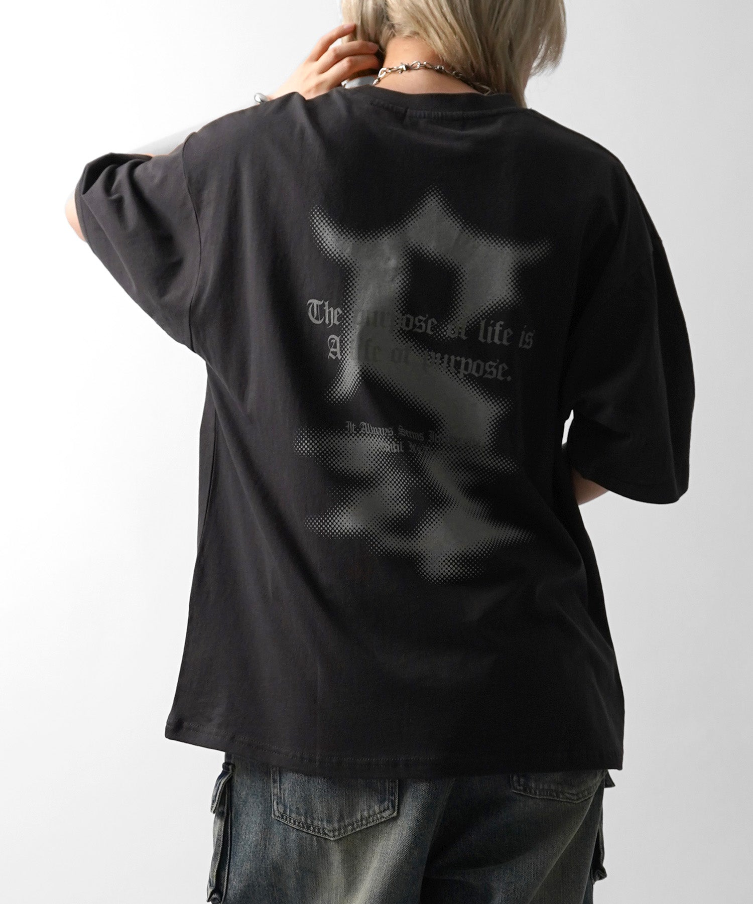 25SS フェードロゴ ボックスシルエット グランジ風 レトロモチーフ バックプリント 半袖Tシャツ