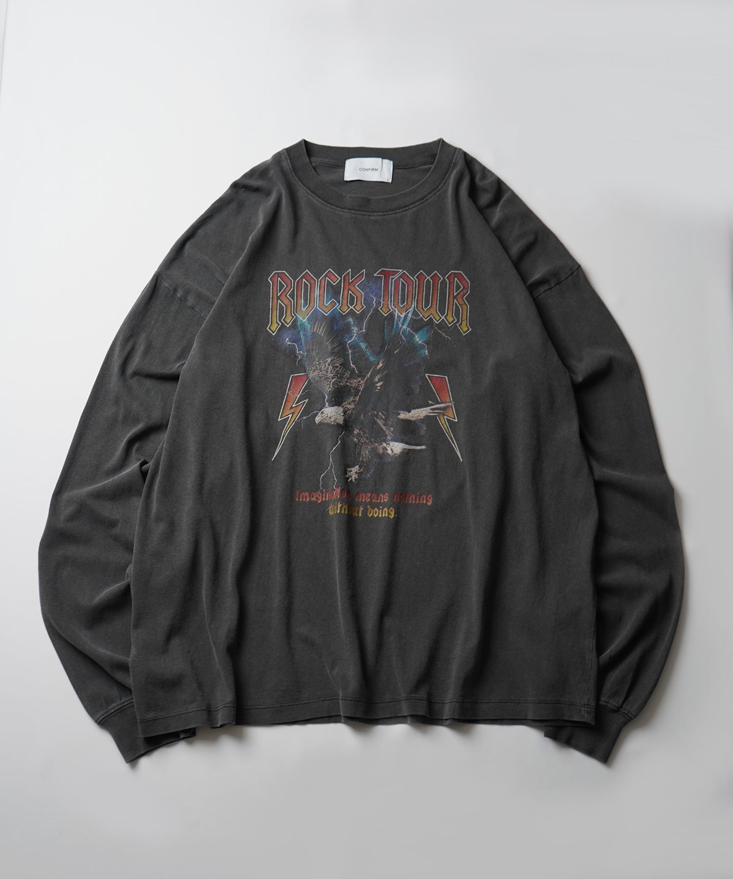 ヴィンテージライク レトロプリント ピグメント加工 ビッグシルエット バンドロンT