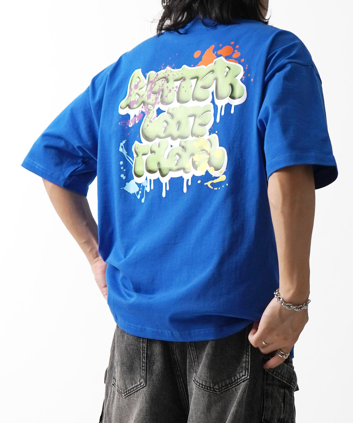 25SS ボックスシルエット スプラッシュ タギング ストリートグラフィック 半袖Tシャツ