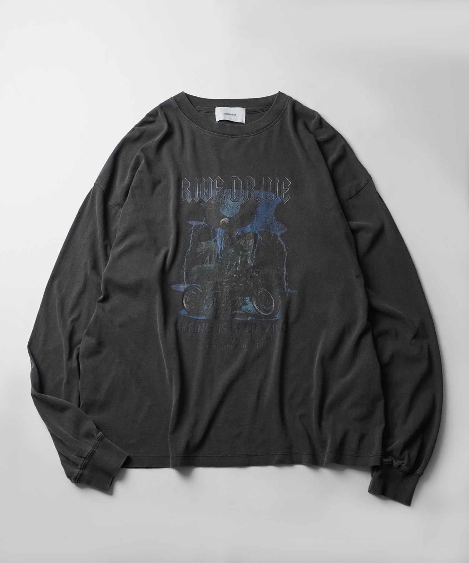 ヴィンテージライク レトロプリント ピグメント加工 ビッグシルエット バンドロンT