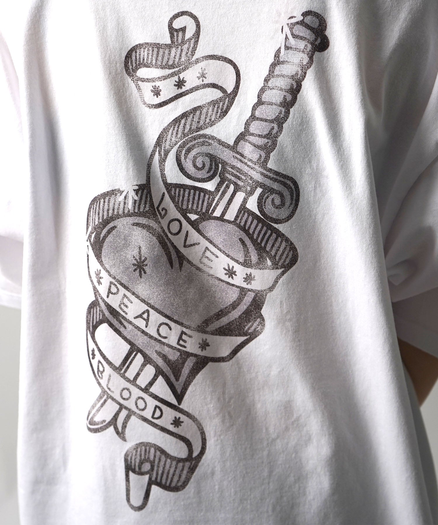 25SS ハードウォッシュ加工 バックプリント ボックスシルエット 半袖Tシャツ