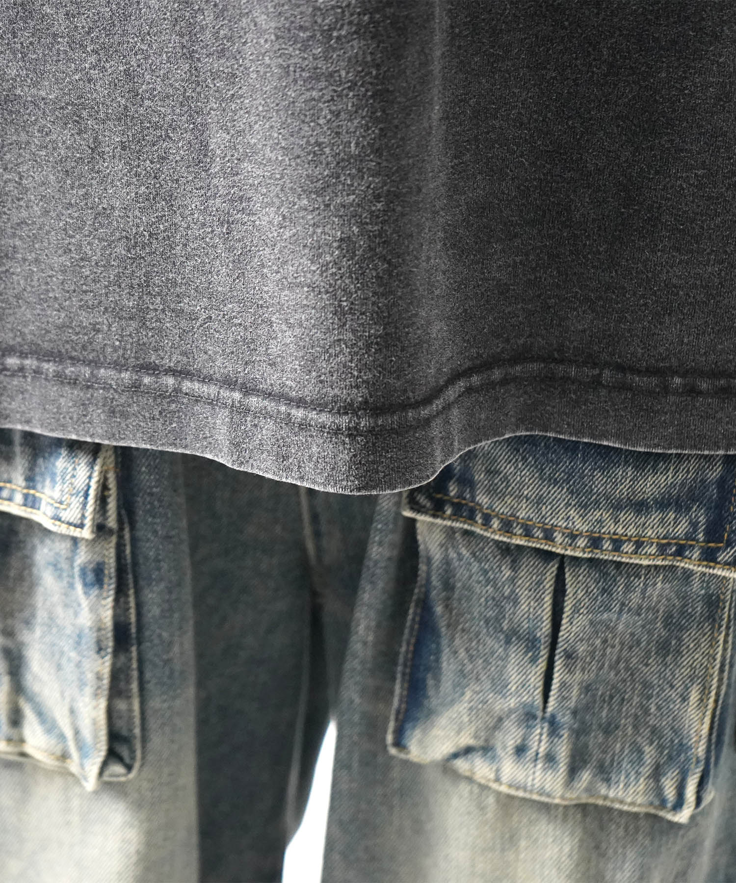 25SS ハードウォッシュ加工 バックプリント ボックスシルエット 半袖Tシャツ