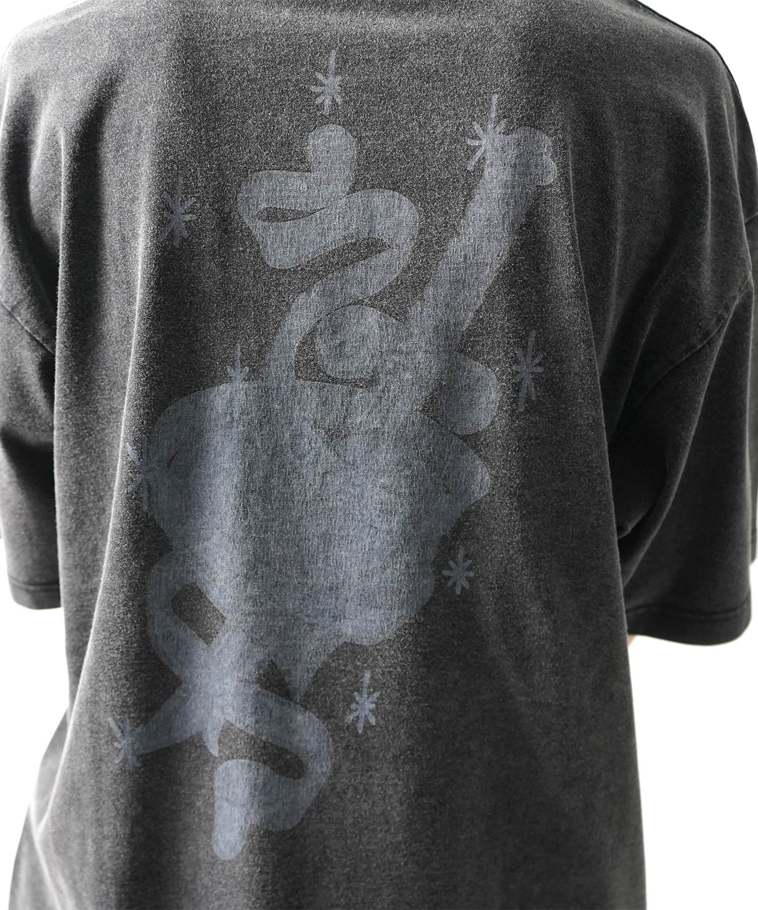25SS ハードウォッシュ加工 バックプリント ボックスシルエット 半袖Tシャツ