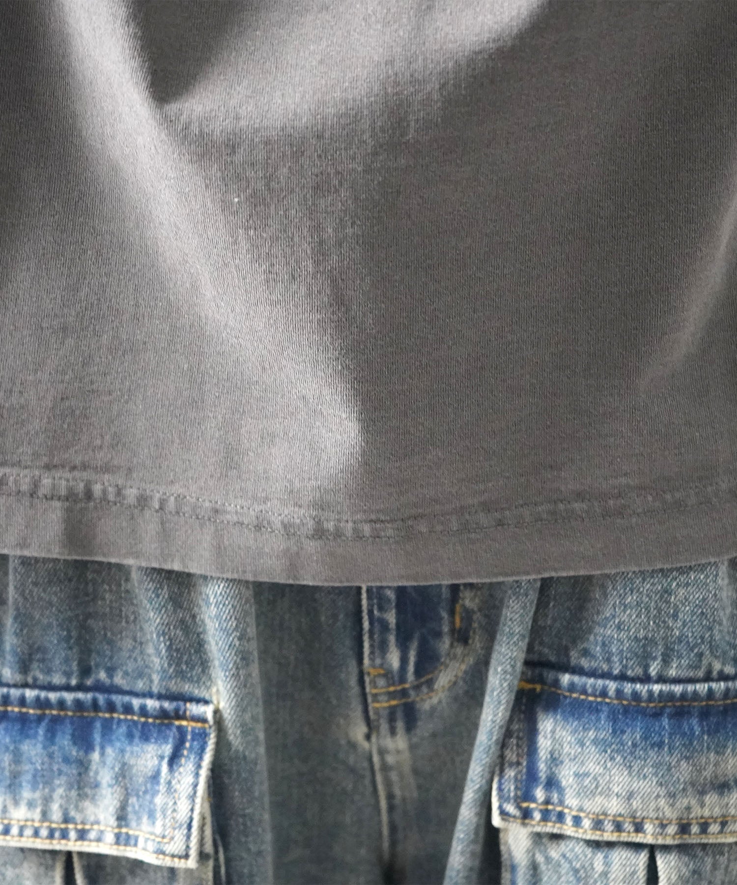 25SS ハードウォッシュ加工 ワンポイント刺繍 ボックスシルエット 半袖Tシャツ
