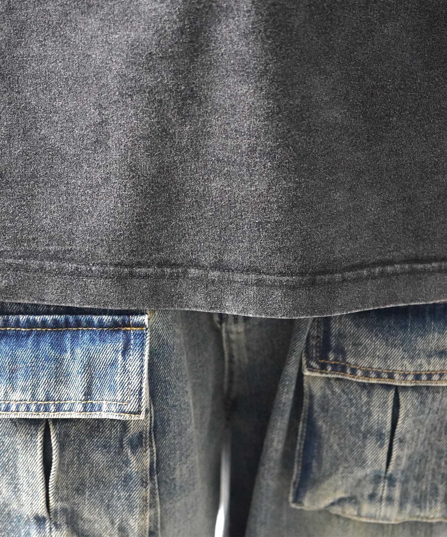 25SS ハードウォッシュ加工 ワンポイント刺繍 ボックスシルエット 半袖Tシャツ