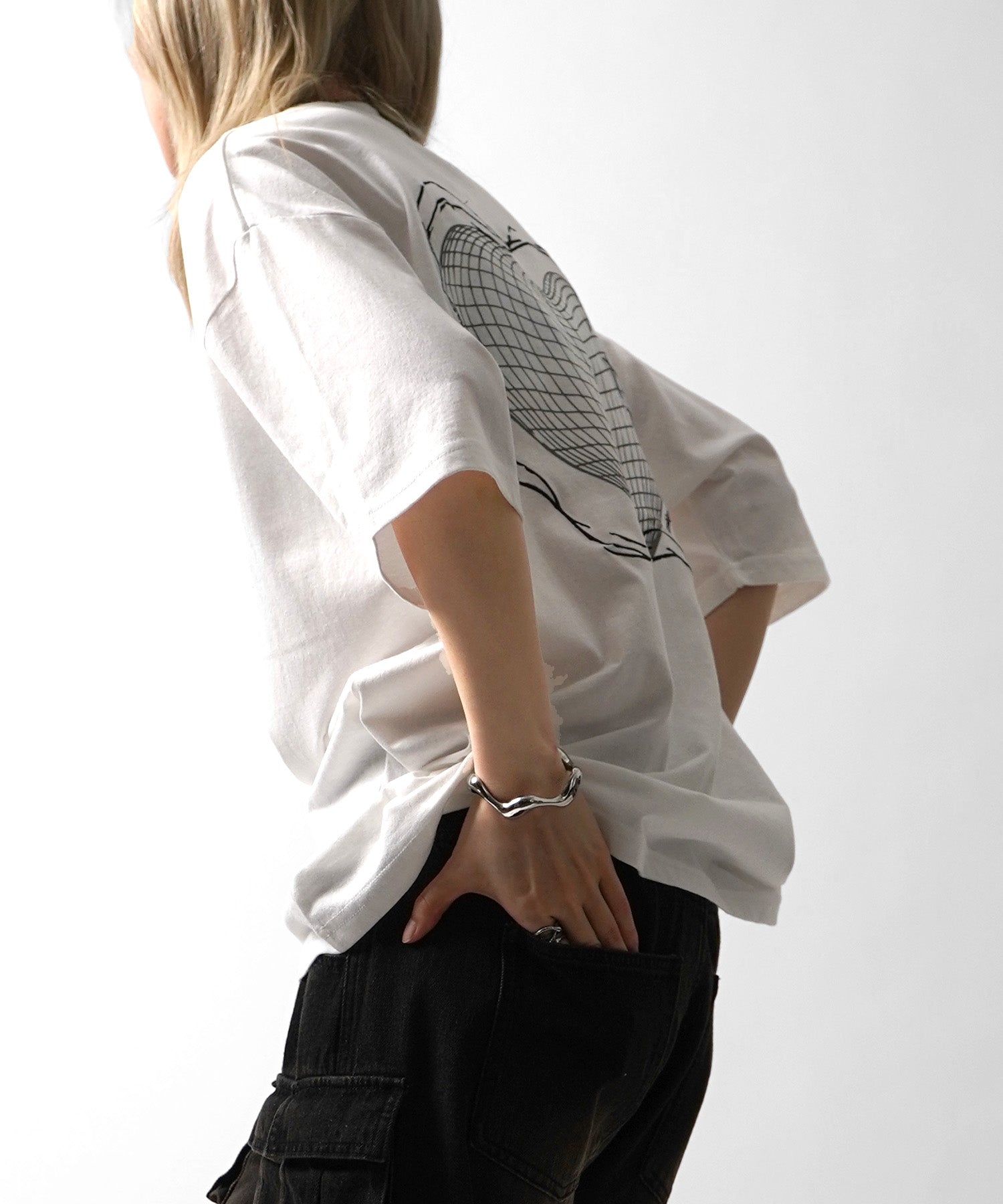 25SS 韓国ストリート ハート グランジロゴ Y2K ビッグシルエット半袖Tシャツ