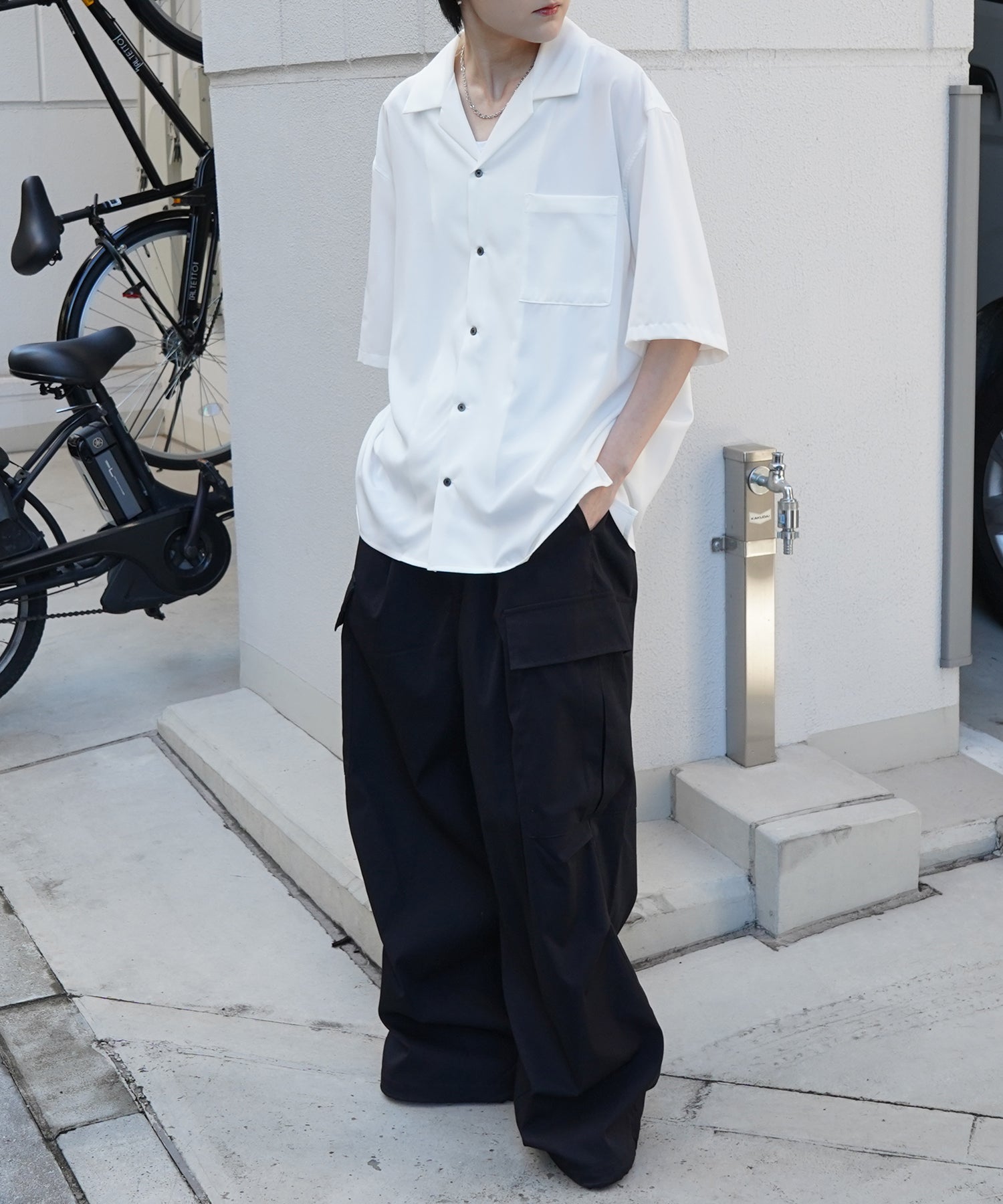 25SS 4WAYストレッチ オープンカラールーズシャツ