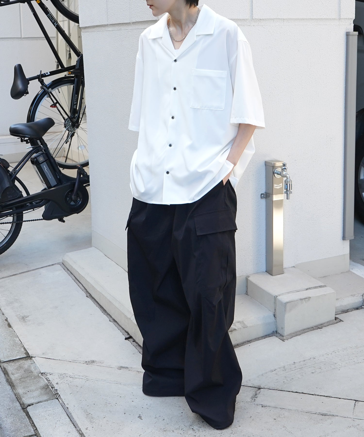 25SS 4WAYストレッチ オープンカラールーズシャツ