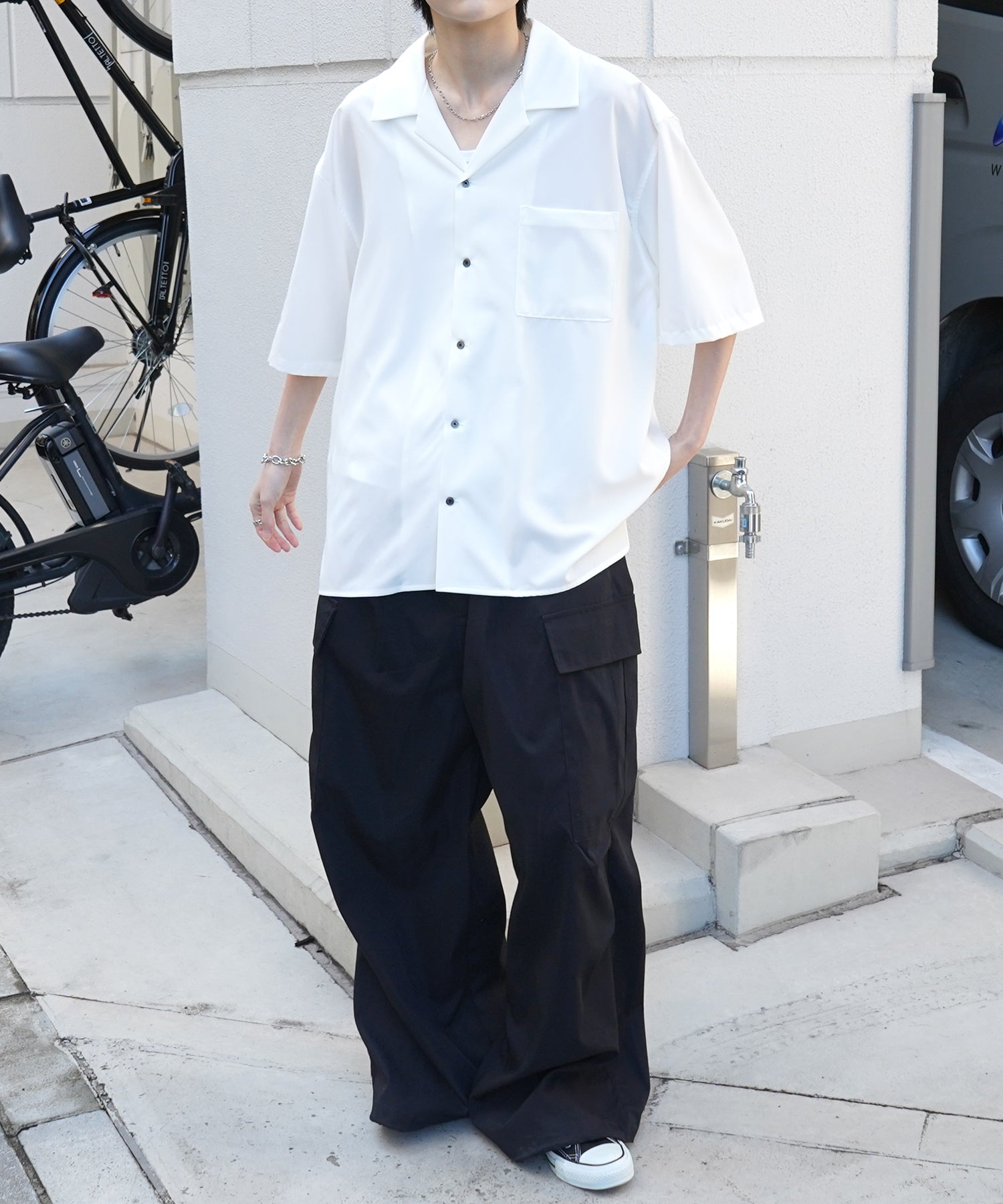 25SS 4WAYストレッチ オープンカラールーズシャツ