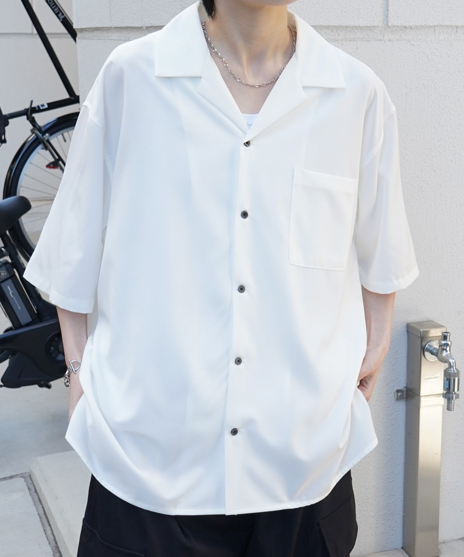 25SS 4WAYストレッチ オープンカラールーズシャツ