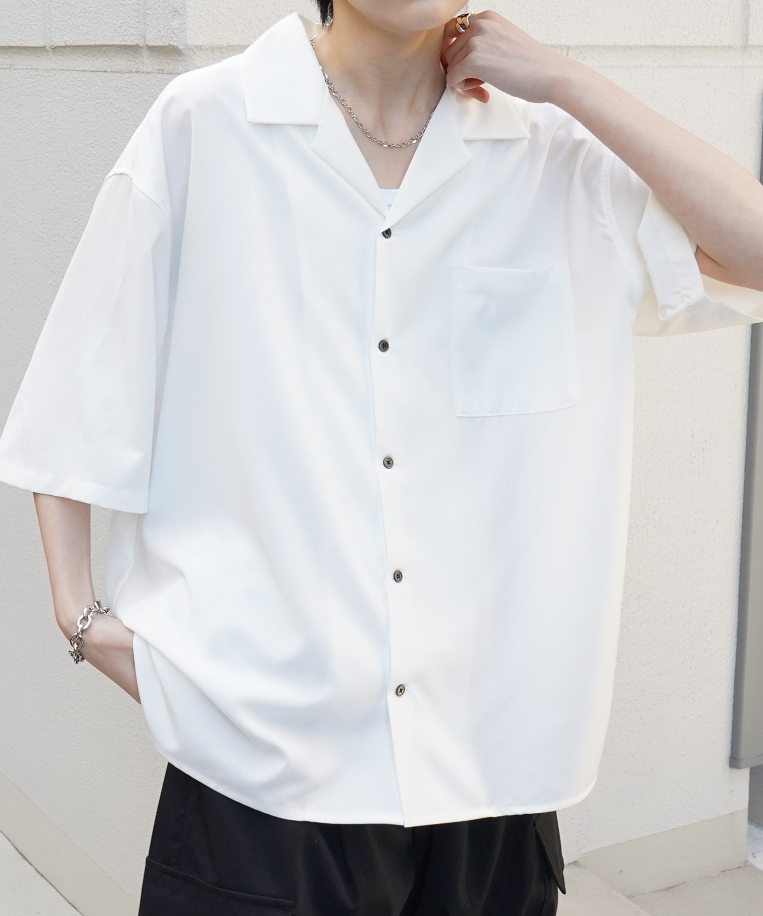 25SS 4WAYストレッチ オープンカラールーズシャツ