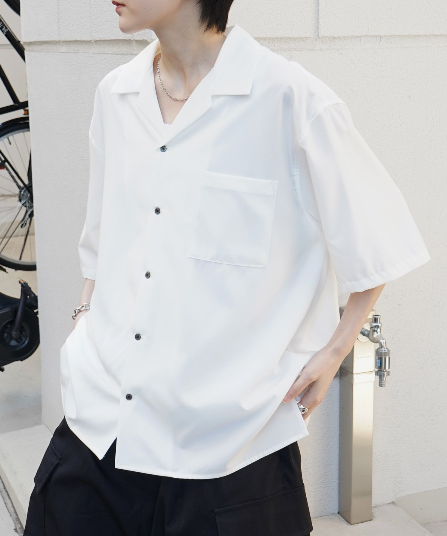 25SS 4WAYストレッチ オープンカラールーズシャツ