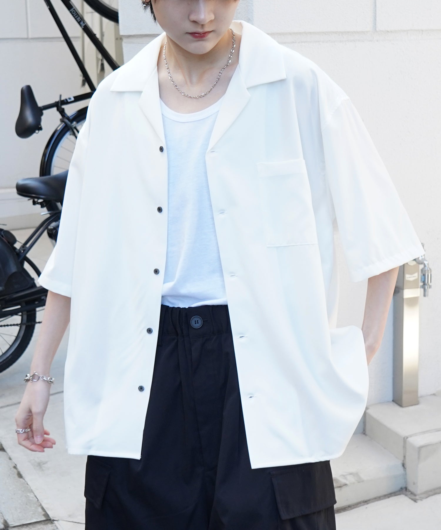 25SS 4WAYストレッチ オープンカラールーズシャツ