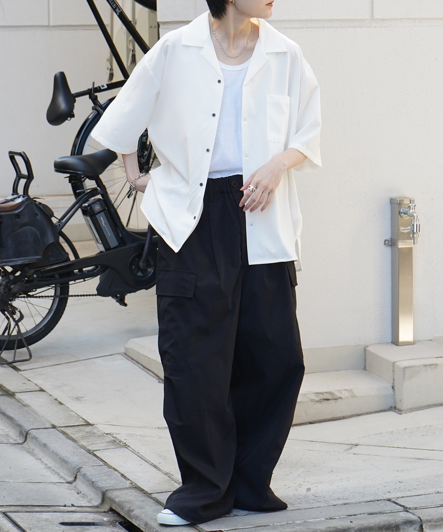 25SS 4WAYストレッチ オープンカラールーズシャツ