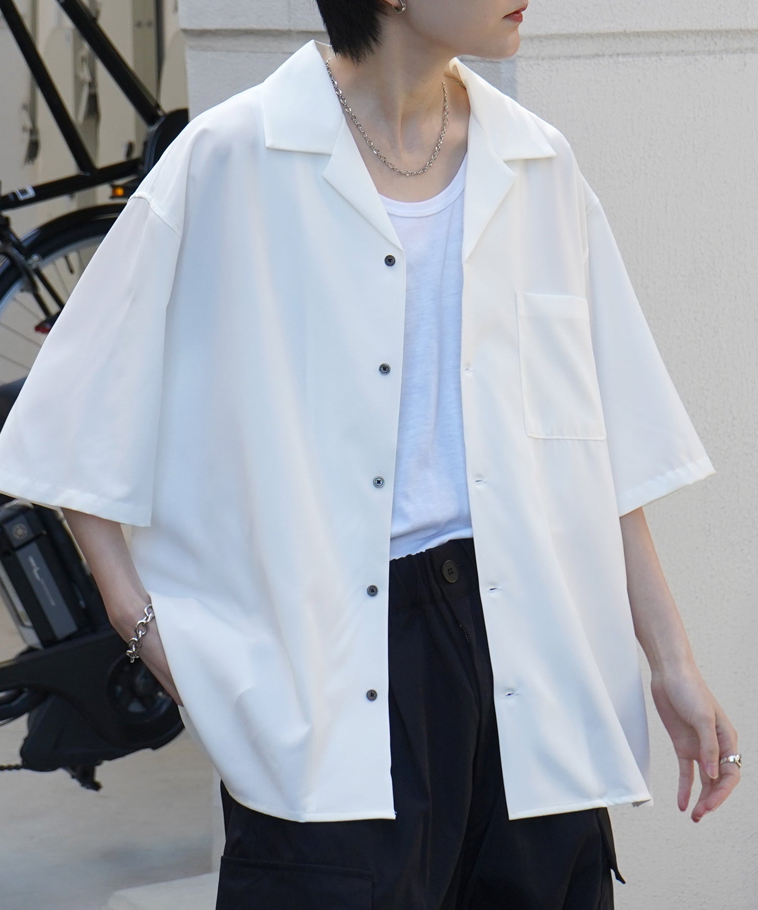 25SS 4WAYストレッチ オープンカラールーズシャツ