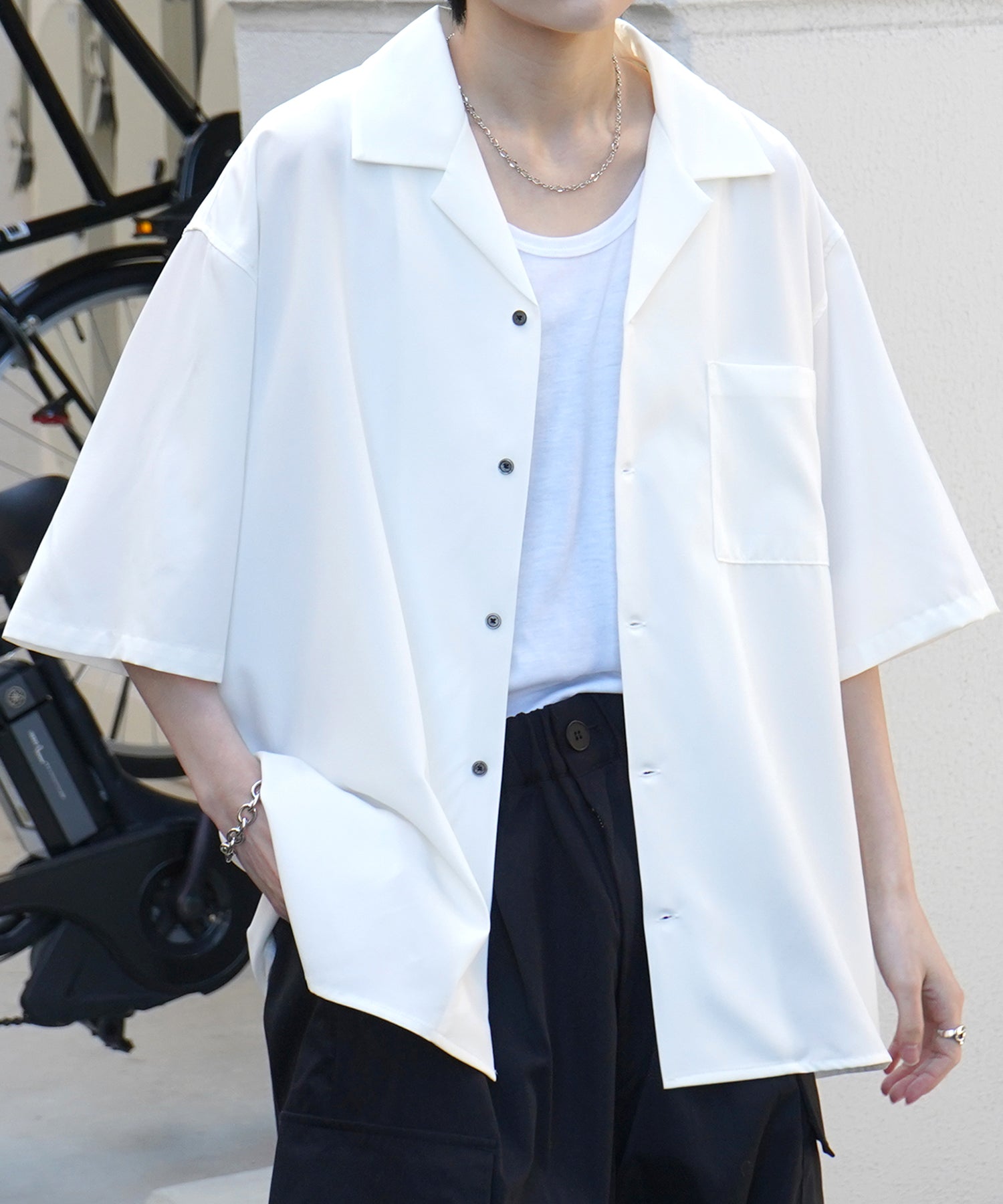 25SS 4WAYストレッチ オープンカラールーズシャツ