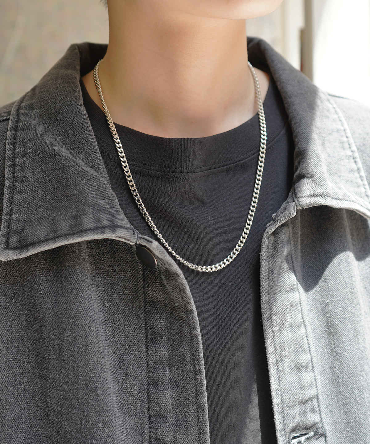 24SS 喜平 シルバー / ガンメタ ベーシックチェーンネックレス