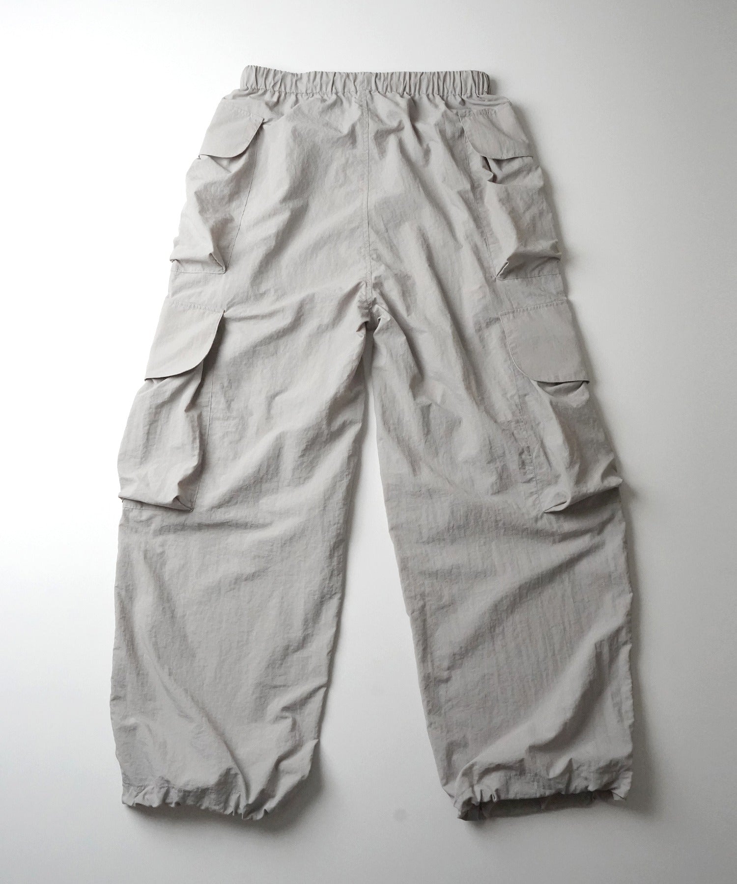 【Labordi】24AW マルチポケット ナイロンカーゴパンツ 裾ドローコード ワイドパンツ