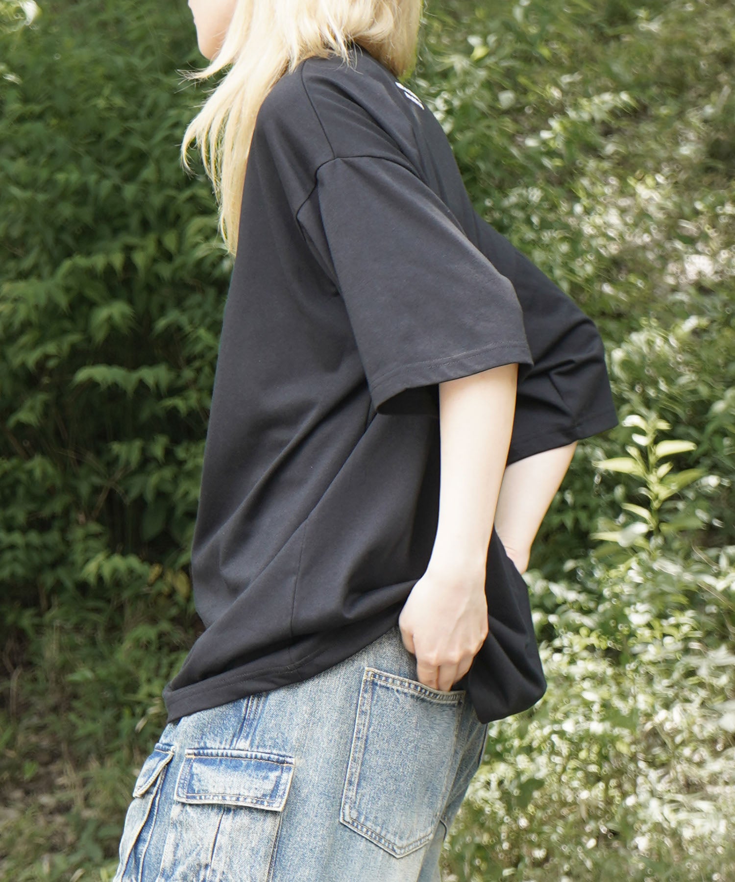 25SS 新柄追加 ワンポイント刺繍ロゴ ヒゲオジ / デイリーウォーキング ビッグシルエット半袖Tシャツ