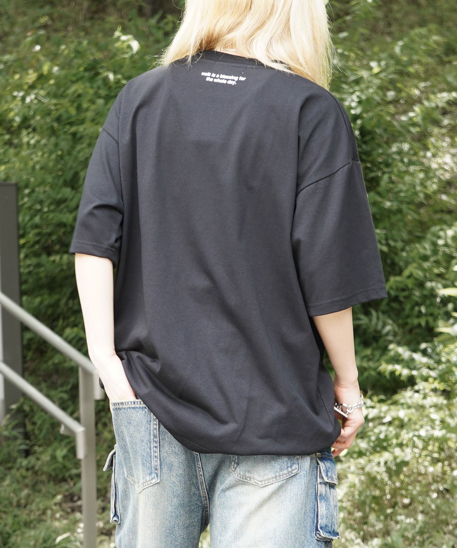 25SS 新柄追加 ワンポイント刺繍ロゴ ヒゲオジ / デイリーウォーキング ビッグシルエット半袖Tシャツ