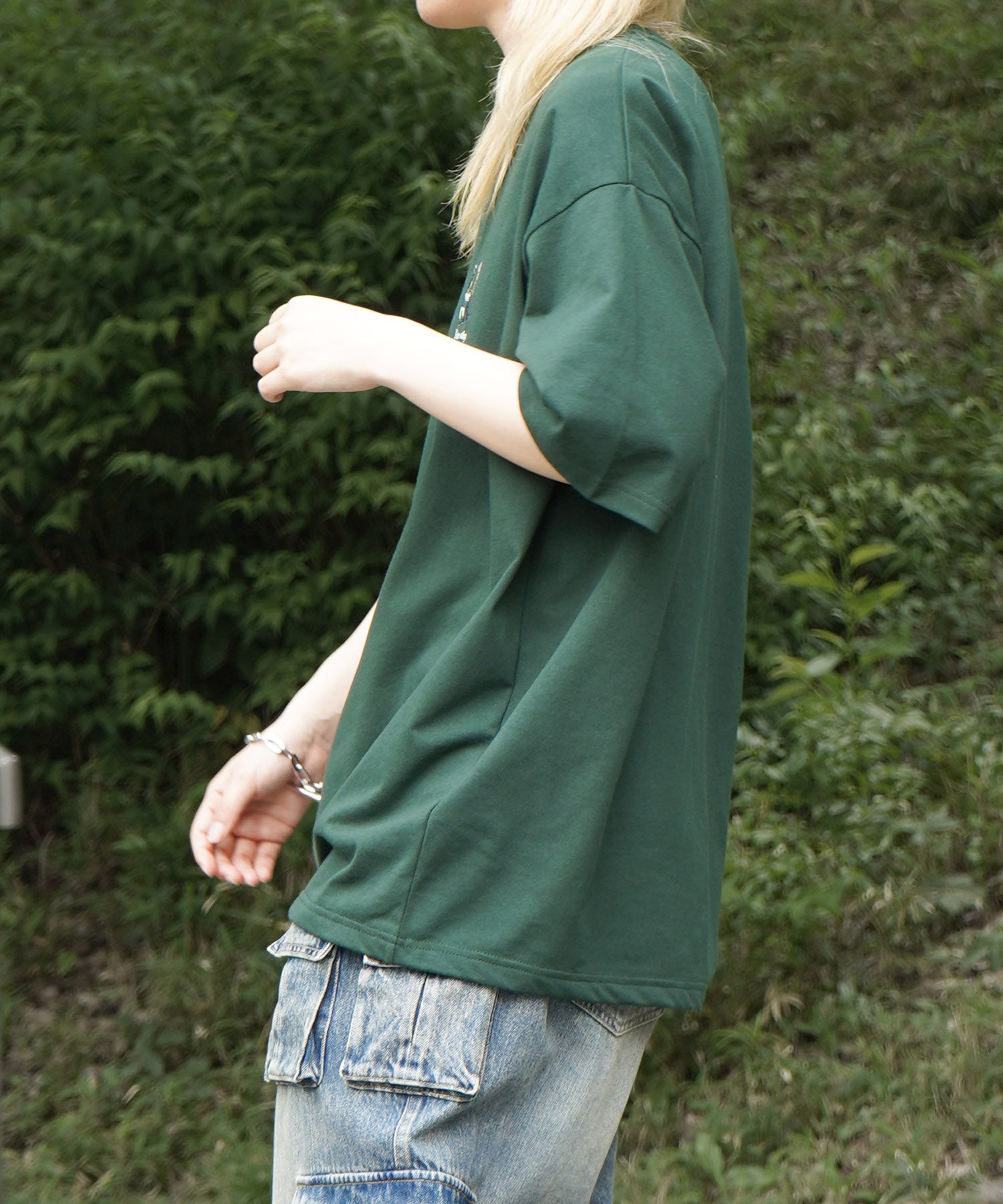 25SS 新柄追加 ワンポイント刺繍ロゴ ヒゲオジ / デイリーウォーキング ビッグシルエット半袖Tシャツ