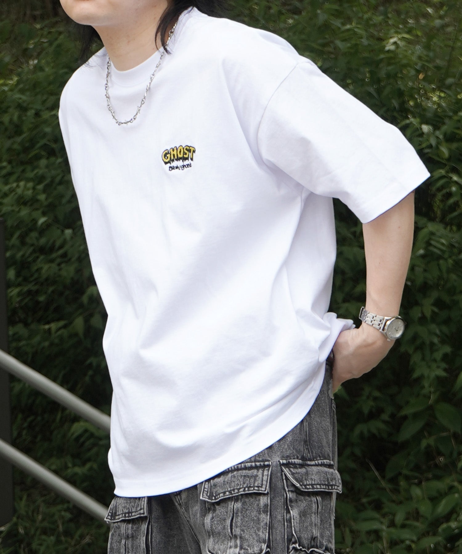25SS ゴースト 発泡バックプリント ビッグシルエット半袖Tシャツ