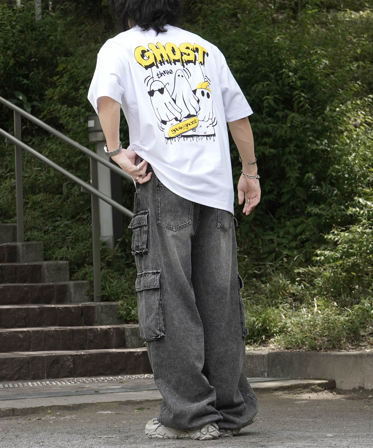 25SS ゴースト 発泡バックプリント ビッグシルエット半袖Tシャツ