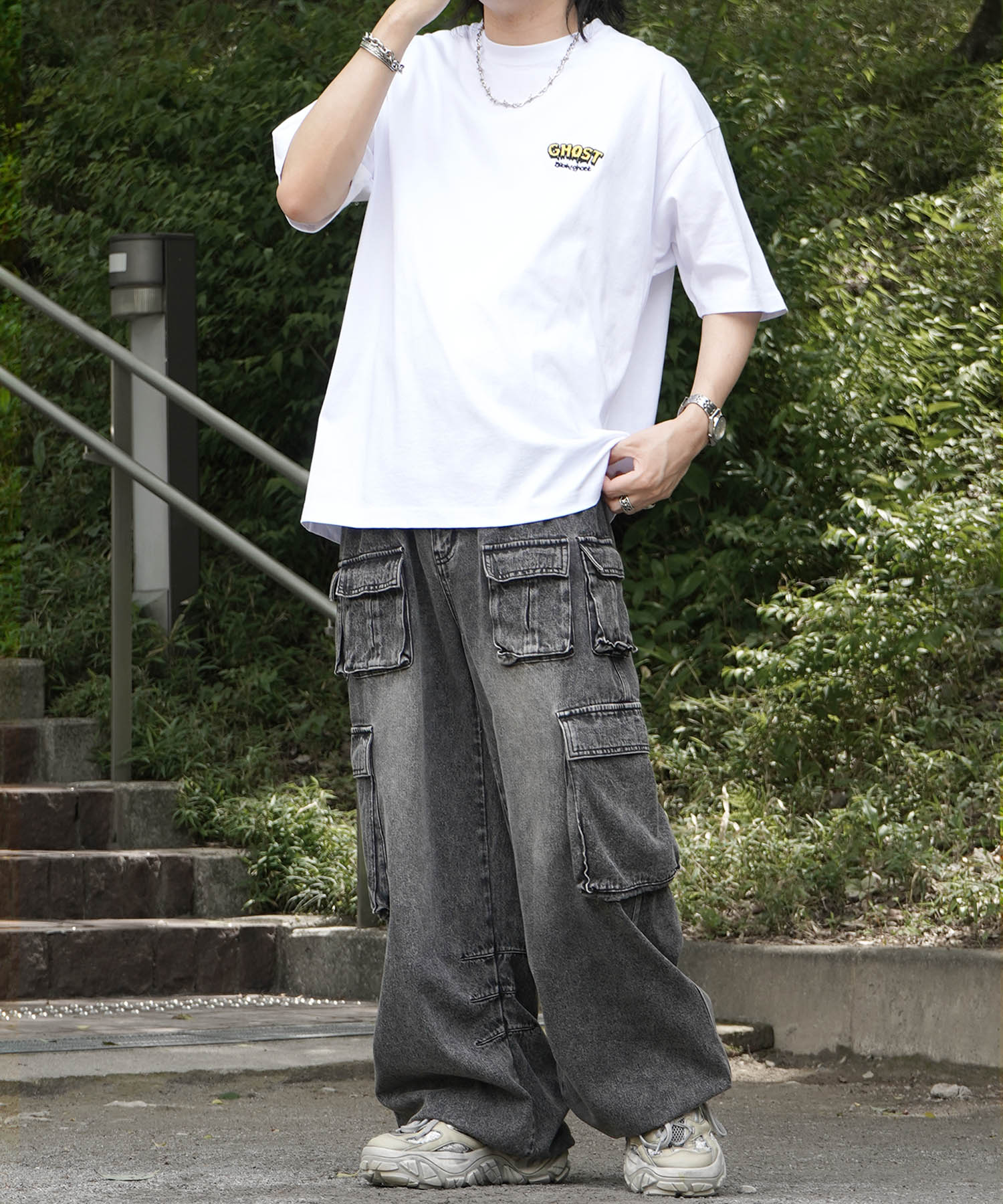 25SS ゴースト 発泡バックプリント ビッグシルエット半袖Tシャツ