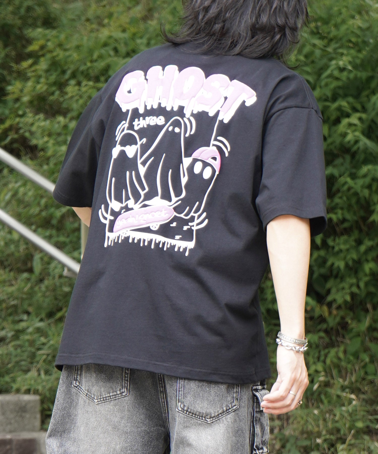 25SS ゴースト 発泡バックプリント ビッグシルエット半袖Tシャツ
