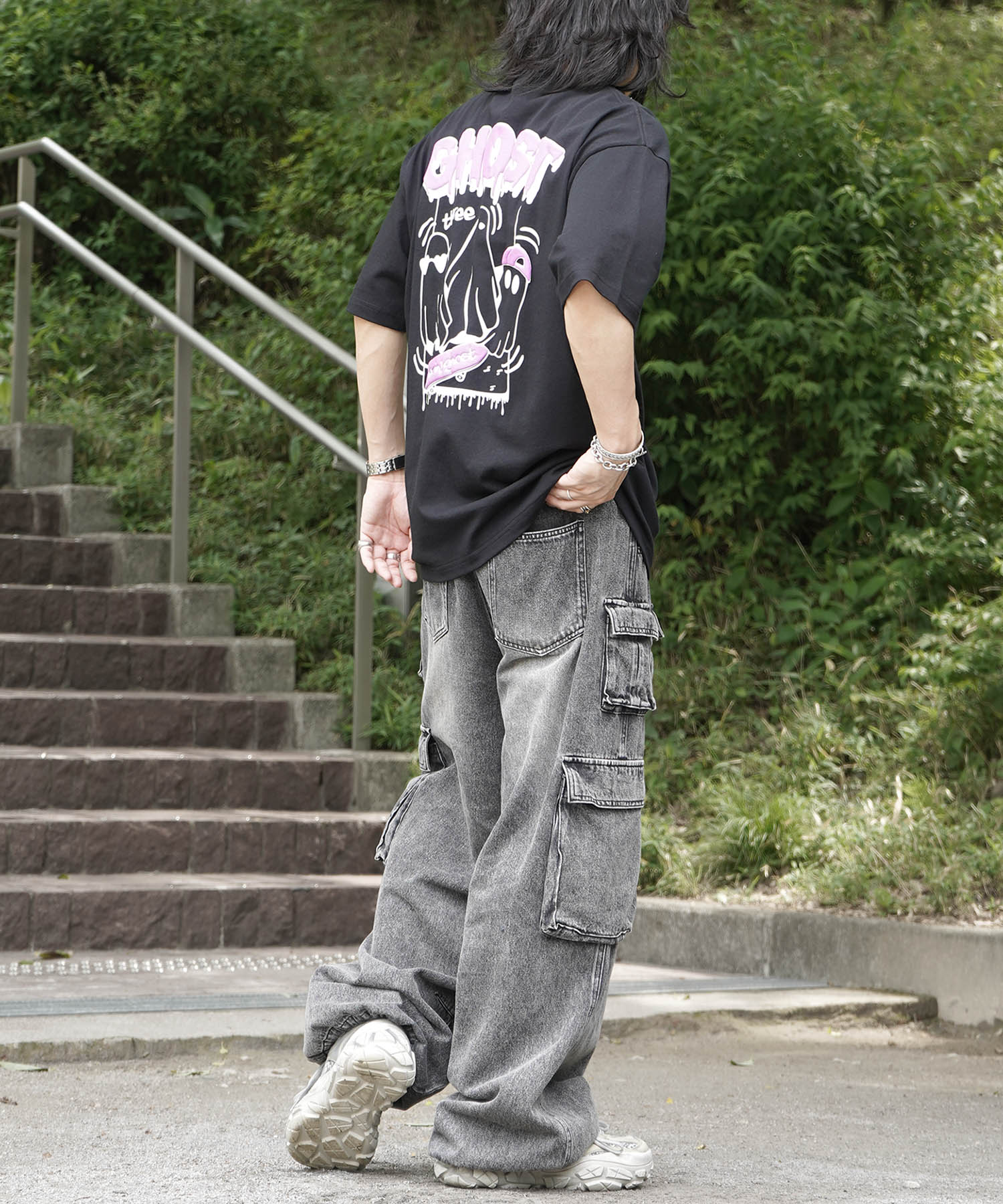 25SS ゴースト 発泡バックプリント ビッグシルエット半袖Tシャツ