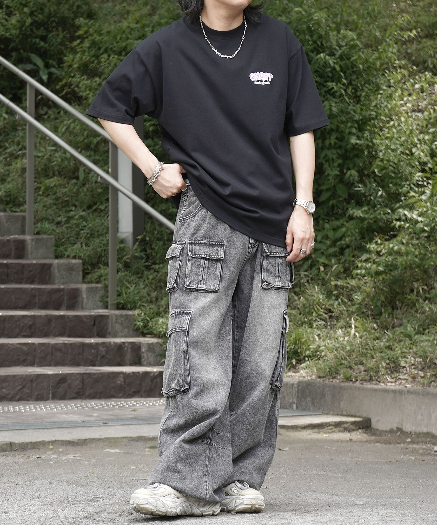 25SS ゴースト 発泡バックプリント ビッグシルエット半袖Tシャツ