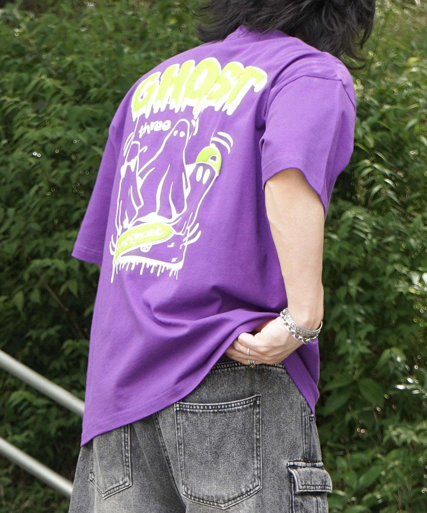25SS ゴースト 発泡バックプリント ビッグシルエット半袖Tシャツ